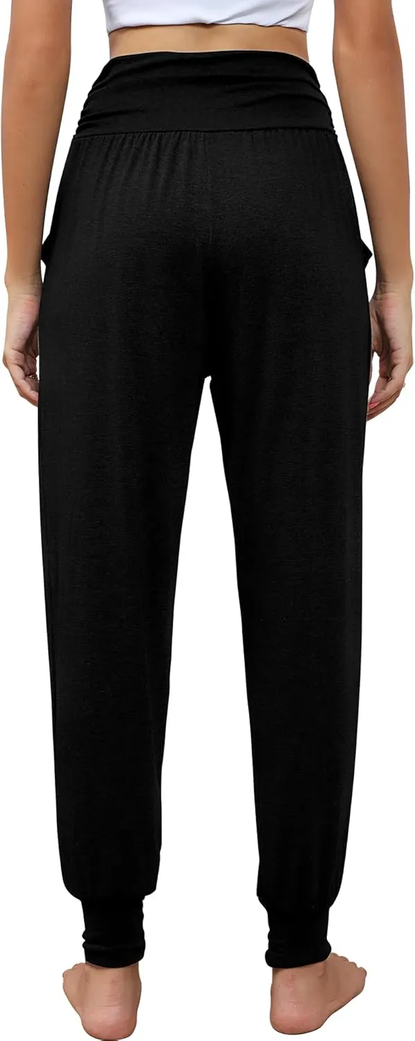 2 Pack Women's Yoga Joggers, Cozy Sweatpants with Pockets Casual Loose Comfy High Waisted Lounge Pants