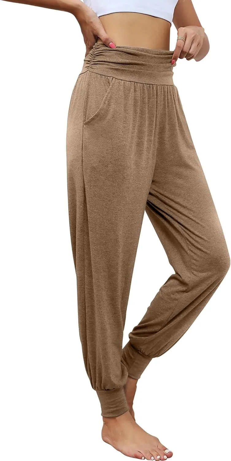 2 Pack Women's Yoga Joggers, Cozy Sweatpants with Pockets Casual Loose Comfy High Waisted Lounge Pants