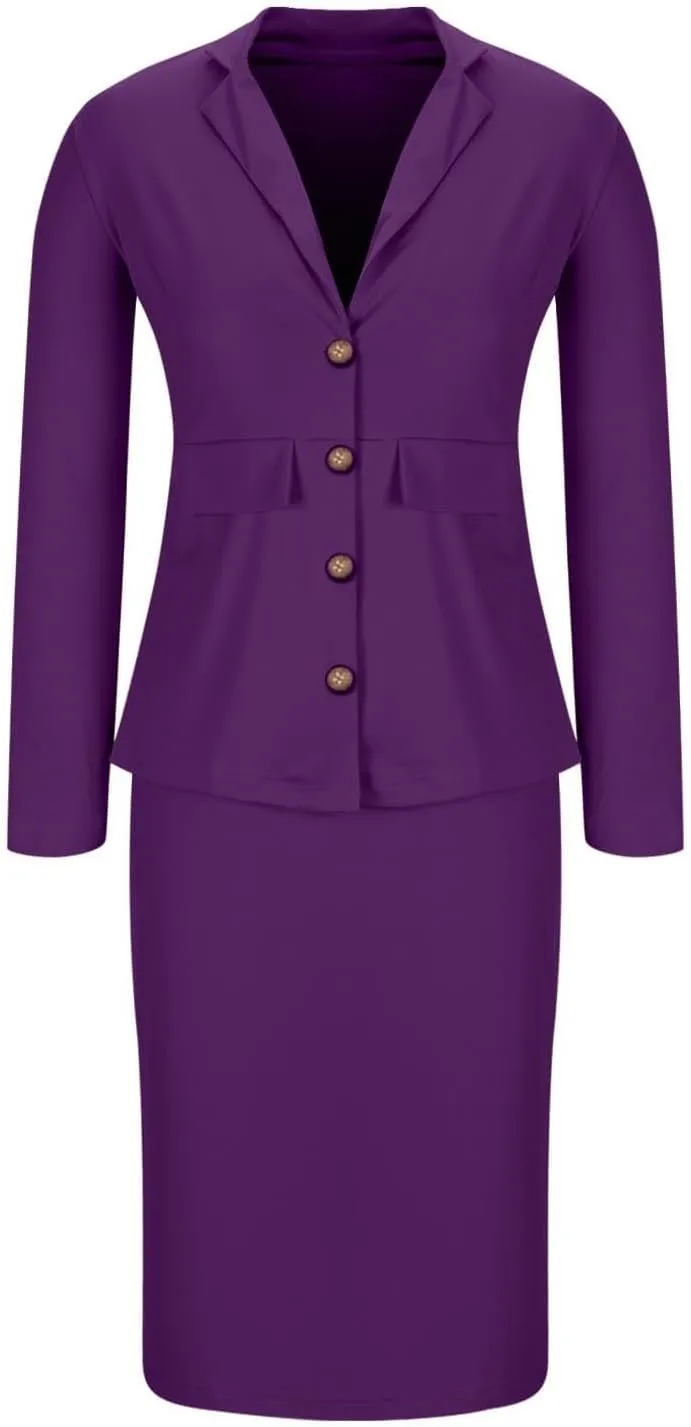 2 Piece Outfits for Women Formal Office Business Work Jacket Skirt Suit Set Blazer Jacket Skirt Set Pencil Dresses