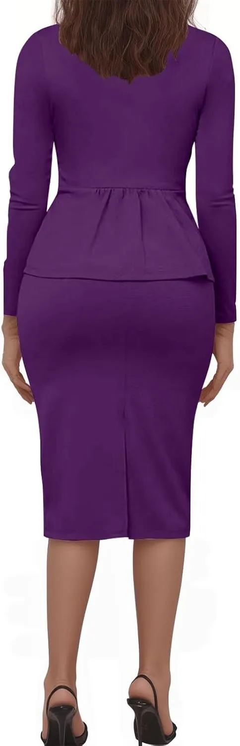 2 Piece Outfits for Women Formal Office Business Work Jacket Skirt Suit Set Blazer Jacket Skirt Set Pencil Dresses