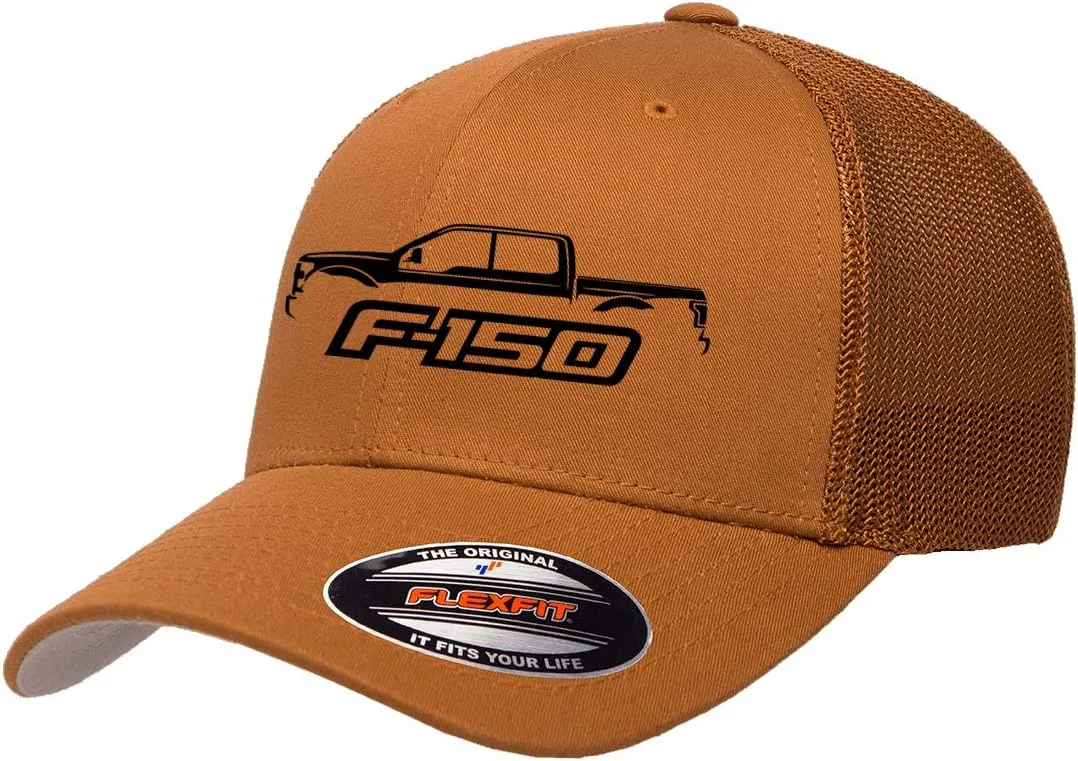 2015-20 Ford F150 Pickup Truck Outline Design Flexfit Trucker Mesh Fitted Cap