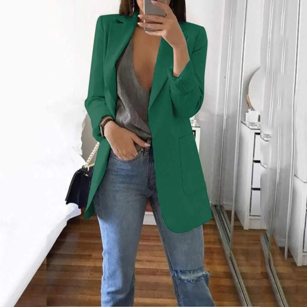 2024 Blazer for Women Trendy Business Casual Jackets Long Sleeve Open Front Cardigan Work Suit Fall Fashion Blazer