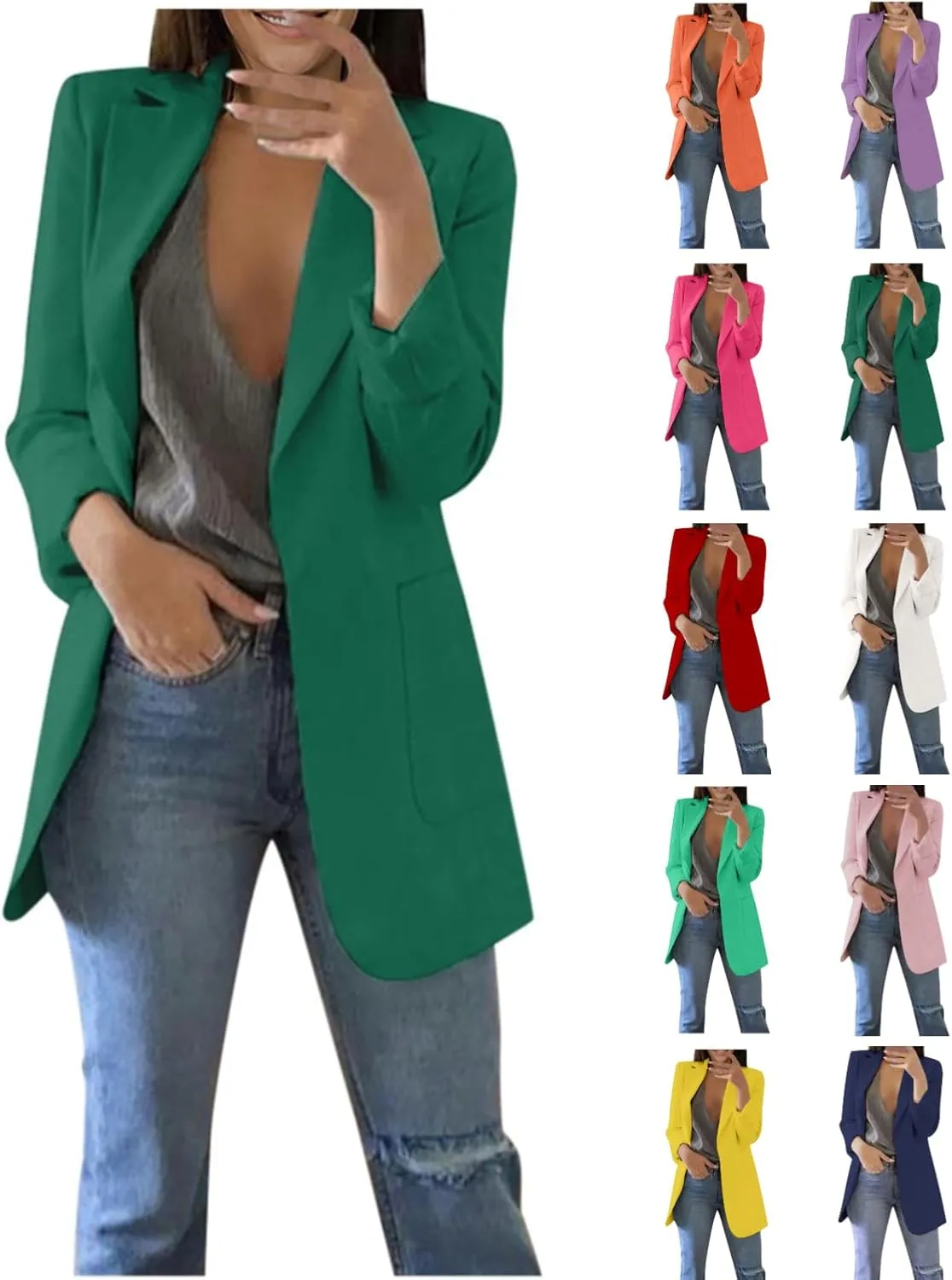2024 Blazer for Women Trendy Business Casual Jackets Long Sleeve Open Front Cardigan Work Suit Fall Fashion Blazer