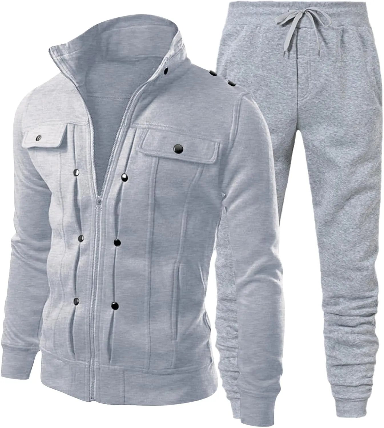 2024 Men's 2 Pieces Full Zip Tracksuits Classic Sport Suits Stylish Casual Outfits Jacket & Pants Fitness Sweatsuit Set