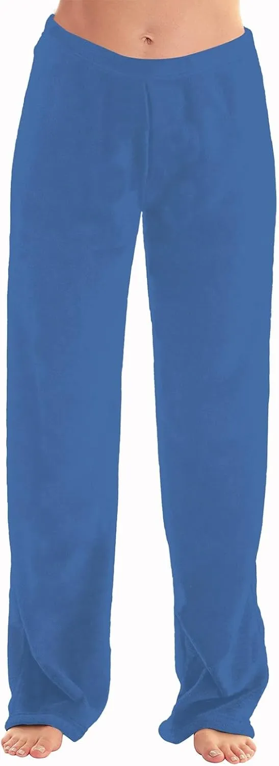 ADHOWBEW Flannel Pajamas Women Breathable Sleep Pants Fleece Comfy Solid Color Bottoms Relaxed Fit Elastic Waist Pjs