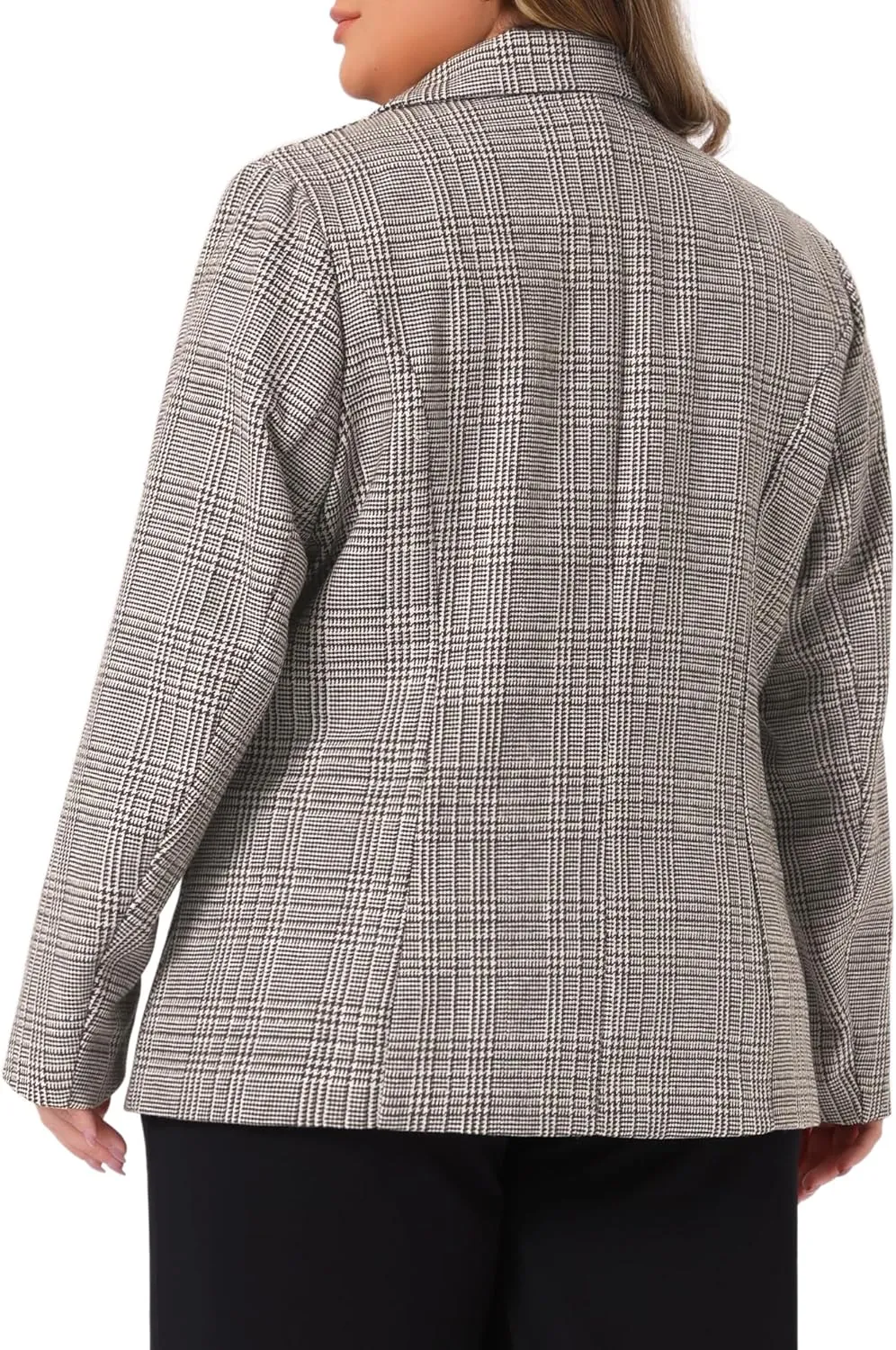 Agnes Orinda Blazers for Women Plus Size Plaid Notched Lapel Long Sleeve Business Casual Blazer Jackets