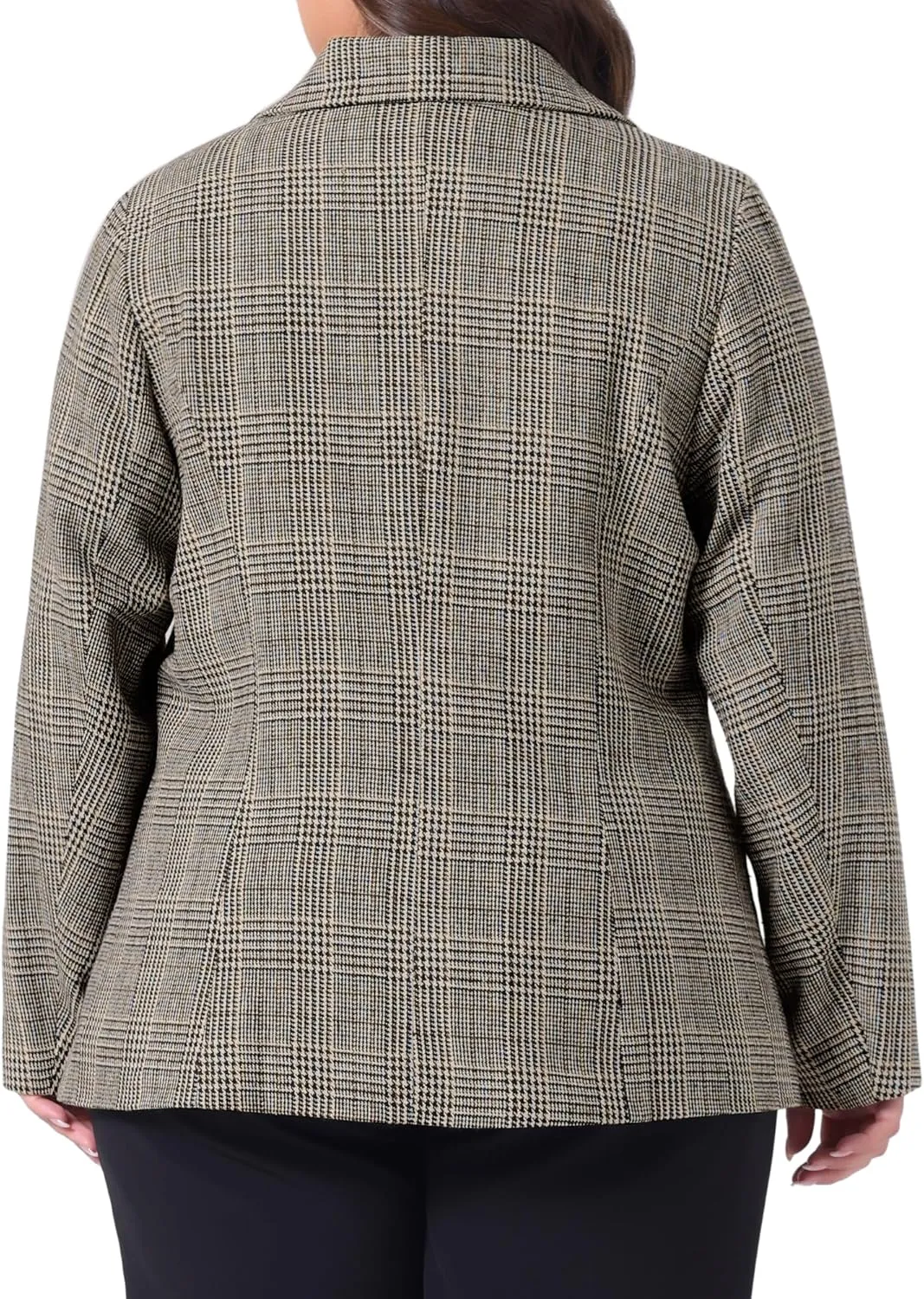 Agnes Orinda Blazers for Women Plus Size Plaid Notched Lapel Long Sleeve Business Casual Blazer Jackets