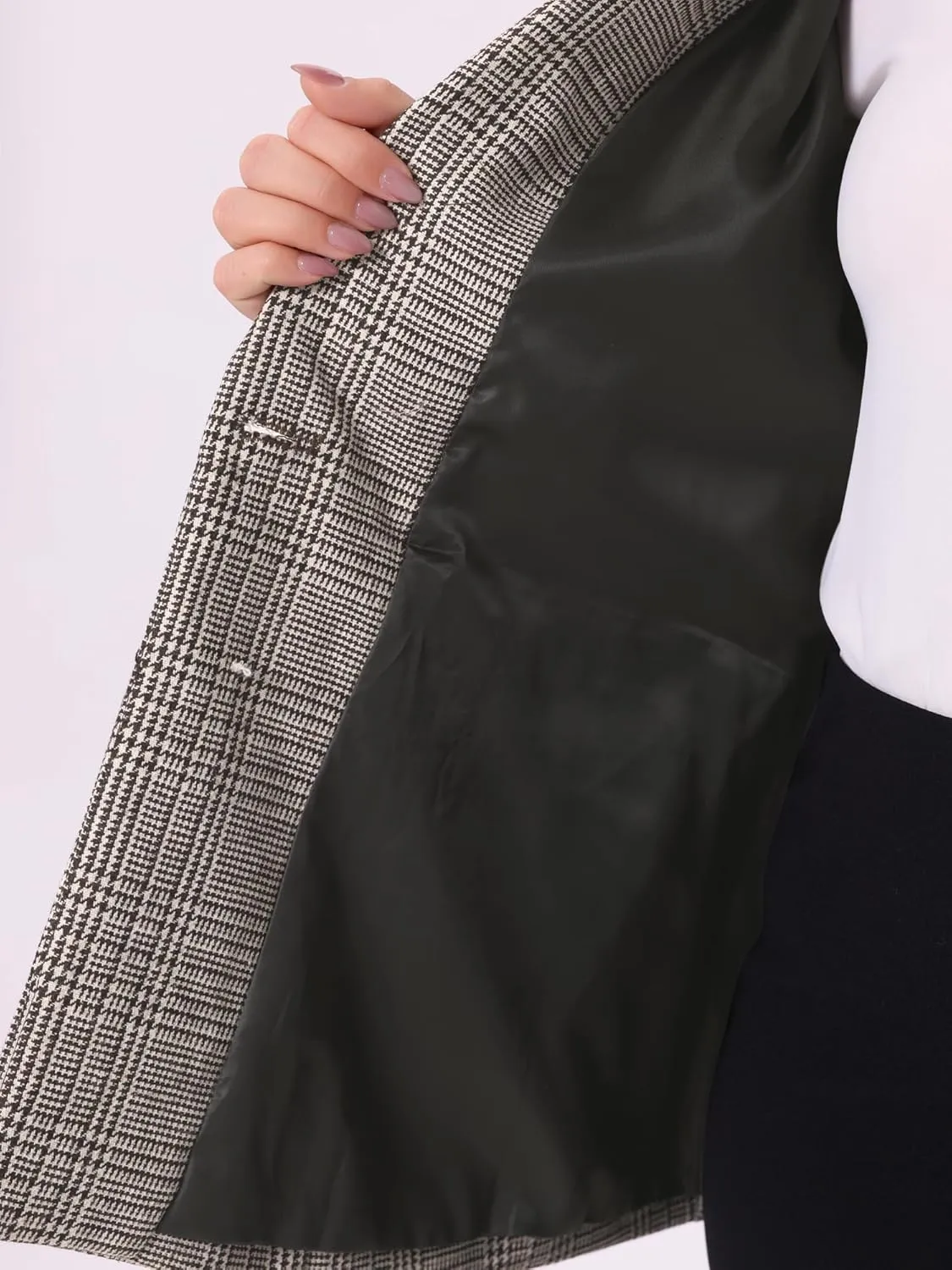 Agnes Orinda Blazers for Women Plus Size Plaid Notched Lapel Long Sleeve Business Casual Blazer Jackets