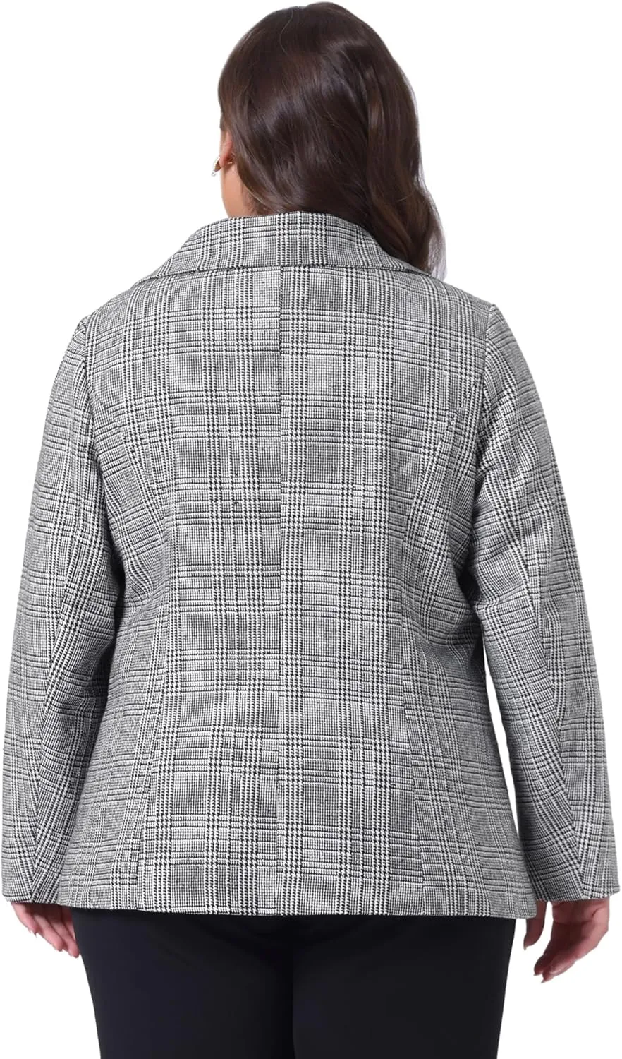 Agnes Orinda Blazers for Women Plus Size Plaid Notched Lapel Long Sleeve Business Casual Blazer Jackets