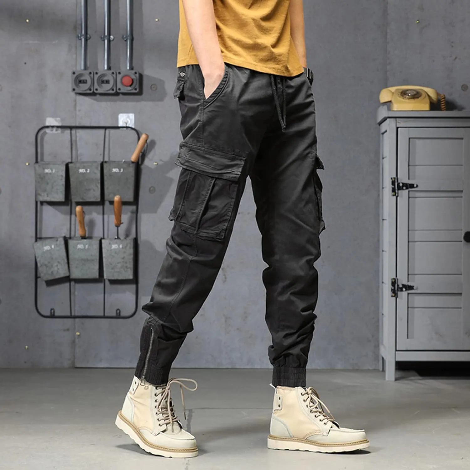 aihihe Cargo Pants and Shorts for Men Relaxed fit Mens 5 Pocket Work Pants Baggy Linen Pant Golf Pants for Men Relaxed fit