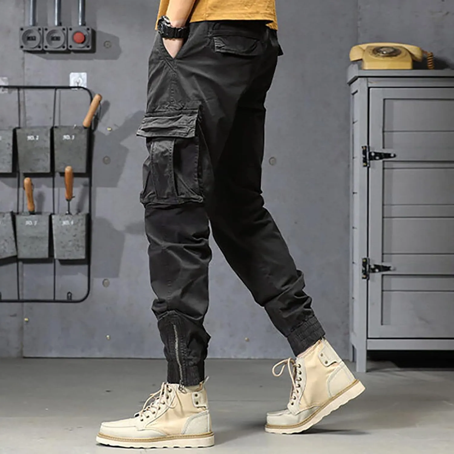aihihe Cargo Pants and Shorts for Men Relaxed fit Mens 5 Pocket Work Pants Baggy Linen Pant Golf Pants for Men Relaxed fit