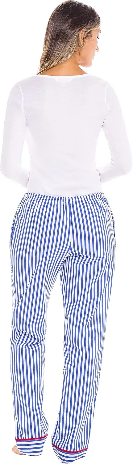Alexander Del Rossa Women's Lightweight Button Down Pajama Set, Long Cotton Pjs