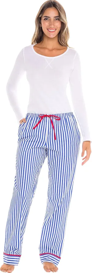 Alexander Del Rossa Women's Lightweight Button Down Pajama Set, Long Cotton Pjs
