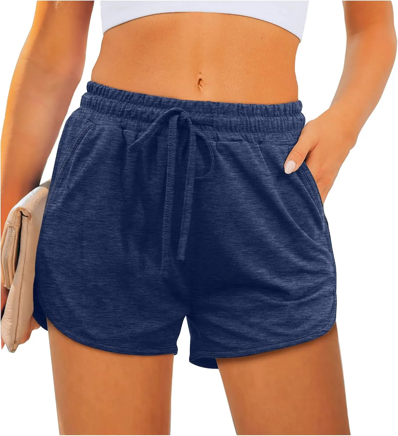 Aloodor Womens Athletic Shorts Running Dolphin Shorts with Pockets and Drawstring