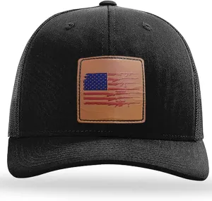 American Gun Flag Baseball Cap,USA Trucker Hat Structured Adjustable Snapback Baseball Cap Black
