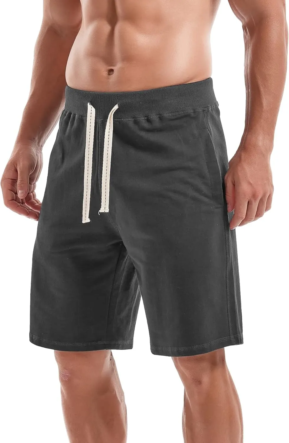 AMY COULEE Men's Casual Classic Shorts Athletic Cotton Sweat Shorts with Drawstring