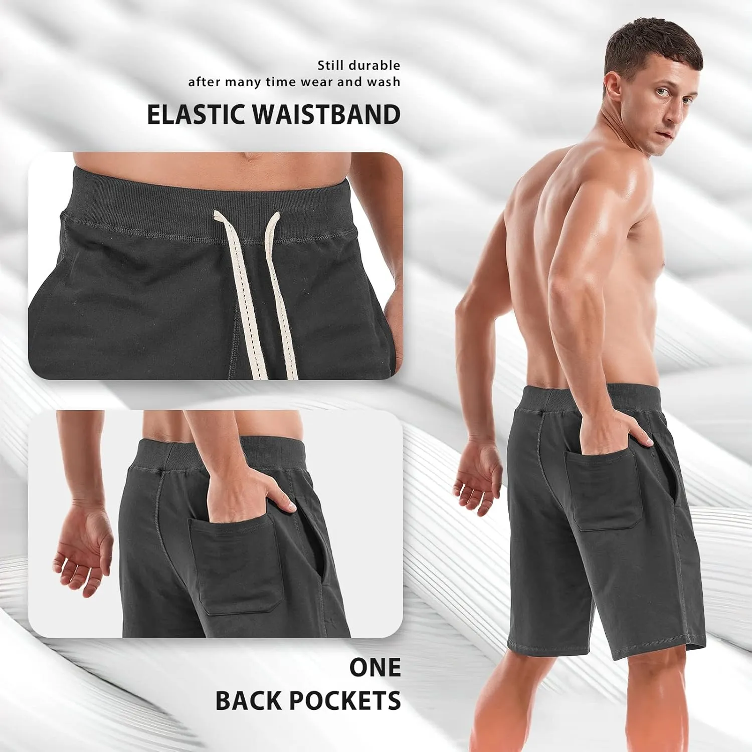 AMY COULEE Men's Casual Classic Shorts Athletic Cotton Sweat Shorts with Drawstring