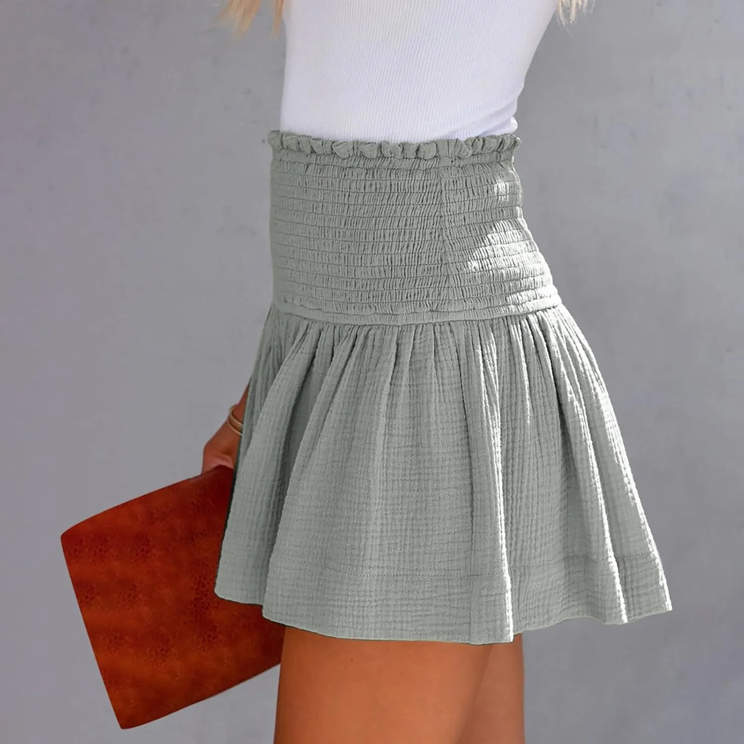 Athletic Shorts for Women Summer Smocked High Waisted Active Gym Shorts Casual Relaxed Fit Lounge Short