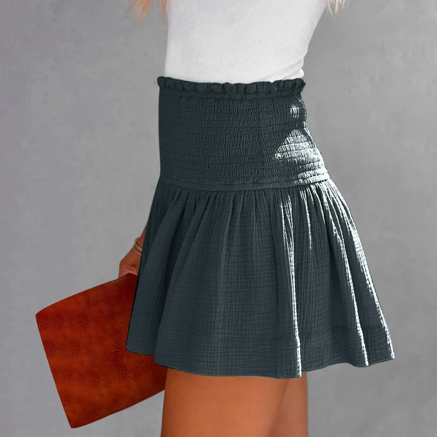 Athletic Shorts for Women Summer Smocked High Waisted Active Gym Shorts Casual Relaxed Fit Lounge Short