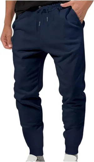 Athletic Sweatpants for Men Drawstring Elastic Waist Tapered Pants Slim Fit Stretch Pants Jogging Sport Sweatpants