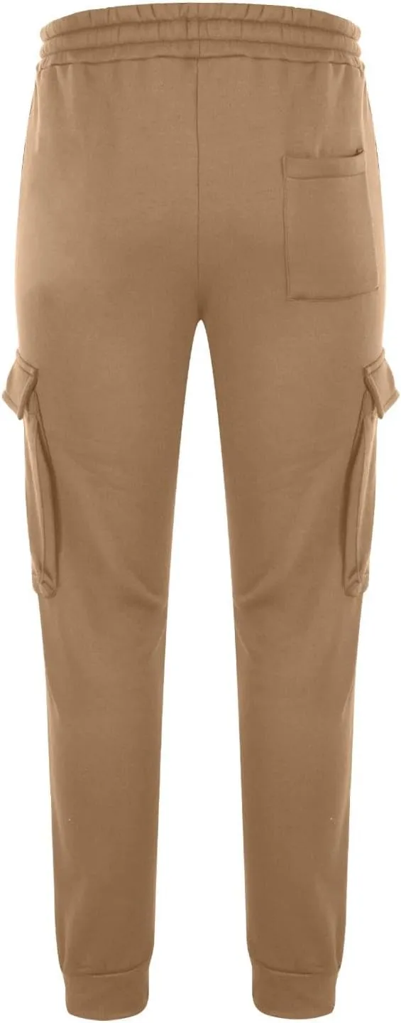 Aymnlox Mens Casual Cargo Pants with Multi Pockets Stretch Waist Drawstring Pants Jogger Athletic Heavyweight Tapered Pants