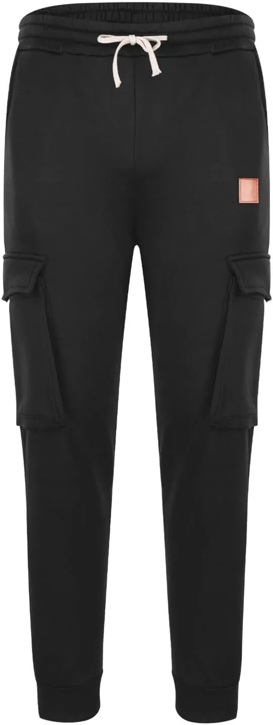 Aymnlox Mens Casual Cargo Pants with Multi Pockets Stretch Waist Drawstring Pants Jogger Athletic Heavyweight Tapered Pants