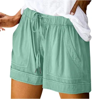 Beach Shorts for Women Baggy Wide Leg Elastic Waist Drawstring Lounge Shorts Casual Pull on Athletic Pants with Pockets