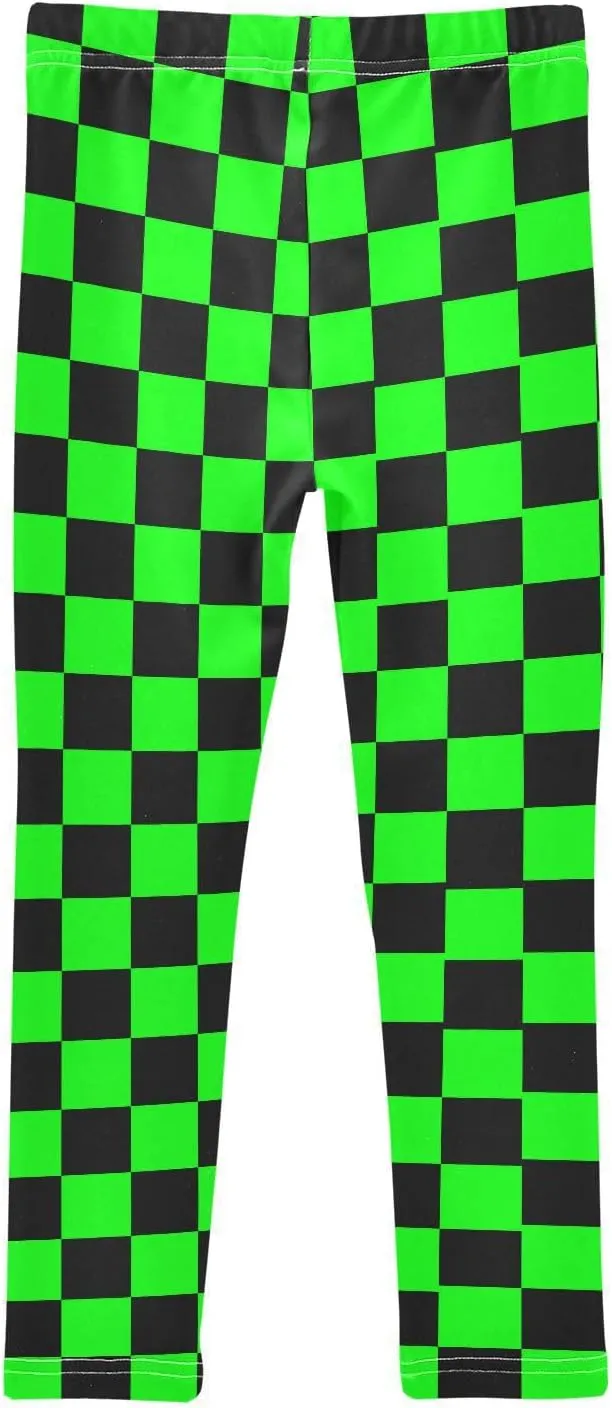 Black Checked Girls' Leggings Squares Toddler Kids Stretch Yoga Pants Tights Dance Baby Athletic Long Pants 6T