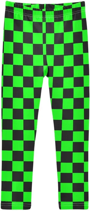 Black Checked Girls' Leggings Squares Toddler Kids Stretch Yoga Pants Tights Dance Baby Athletic Long Pants 6T