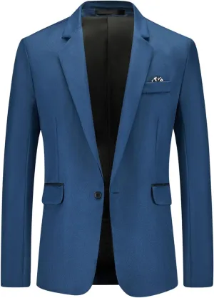 Blazer for Men's Casual Suit Jacket Slim Fit One Button Notched Lapel Business Daily Lightweight Blazer Sports Coat