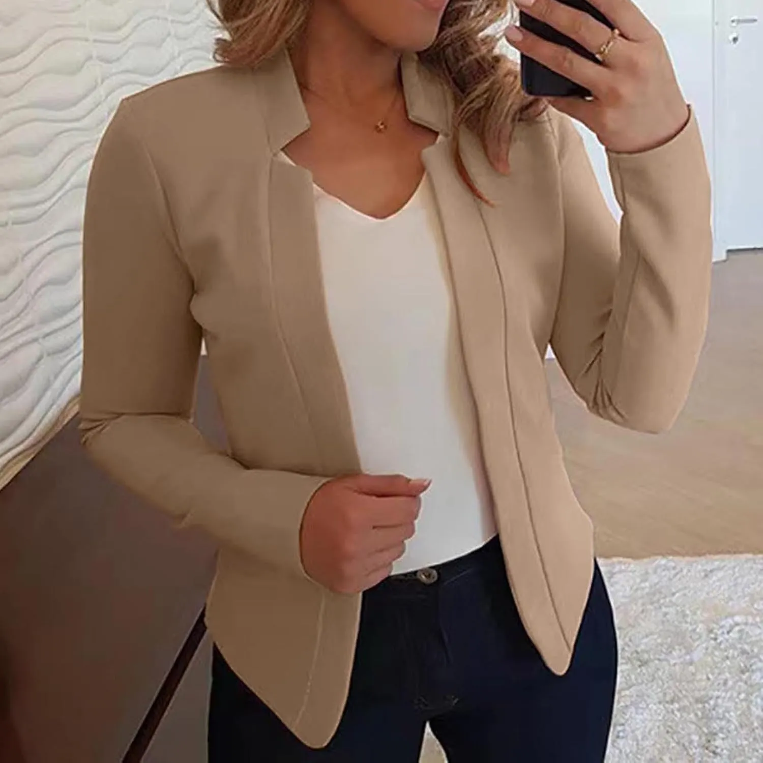 Blazers for Women Business Casual Fashion Dressy Open Front Cardigan Jacket Long Sleeve Work Office Blazer Jackets