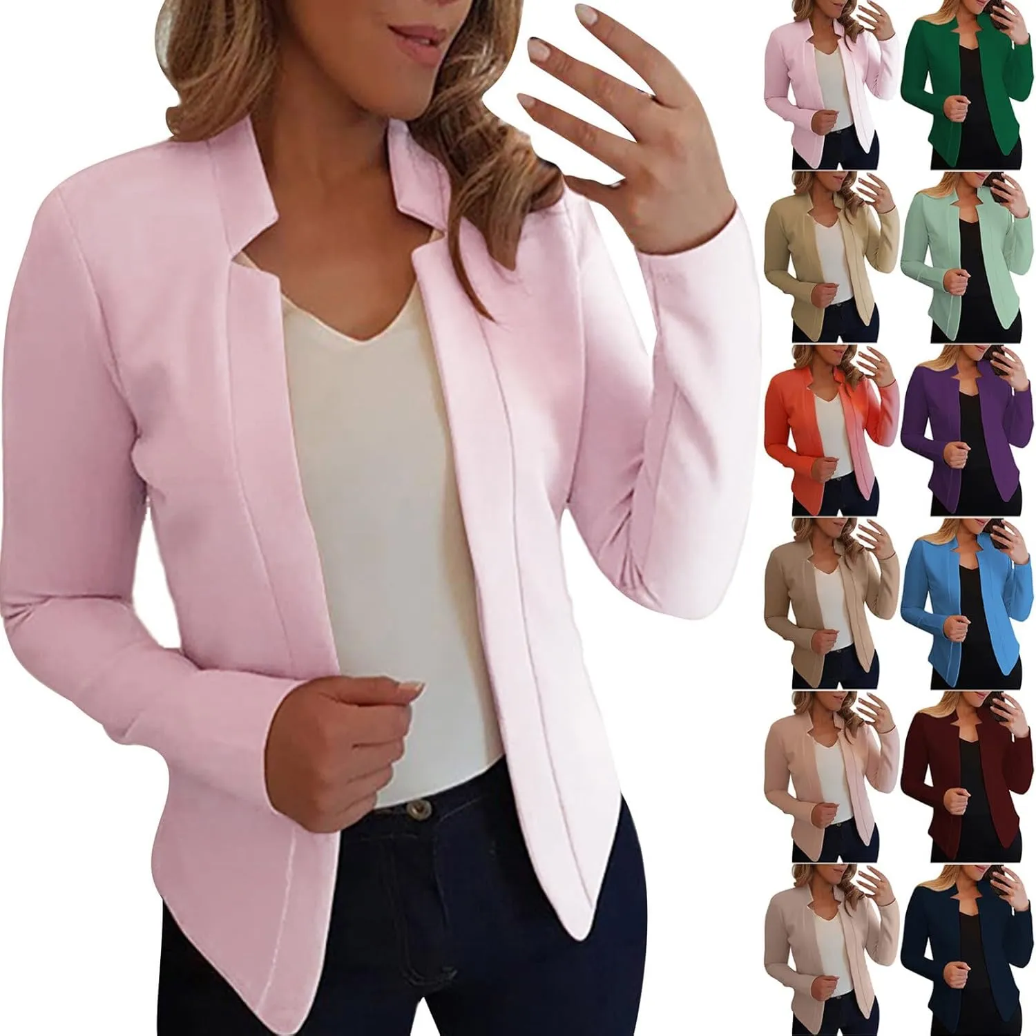 Blazers for Women Business Casual Fashion Dressy Open Front Cardigan Jacket Long Sleeve Work Office Blazer Jackets