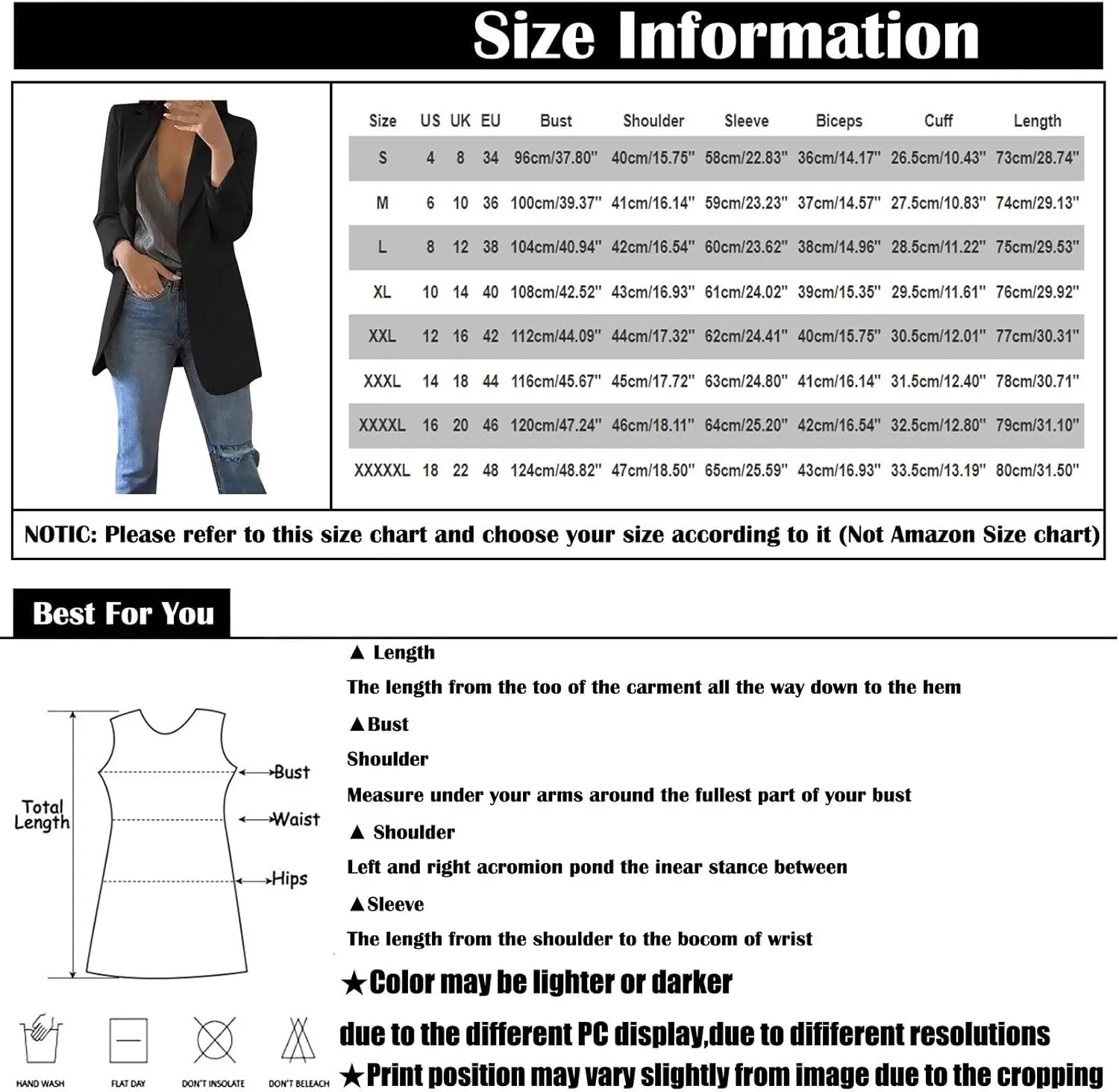 Blazers for Women Business Casual Jacket Open Front Work Office Blazer Plus Size Lapel Long Sleeve Jacket with Pockets