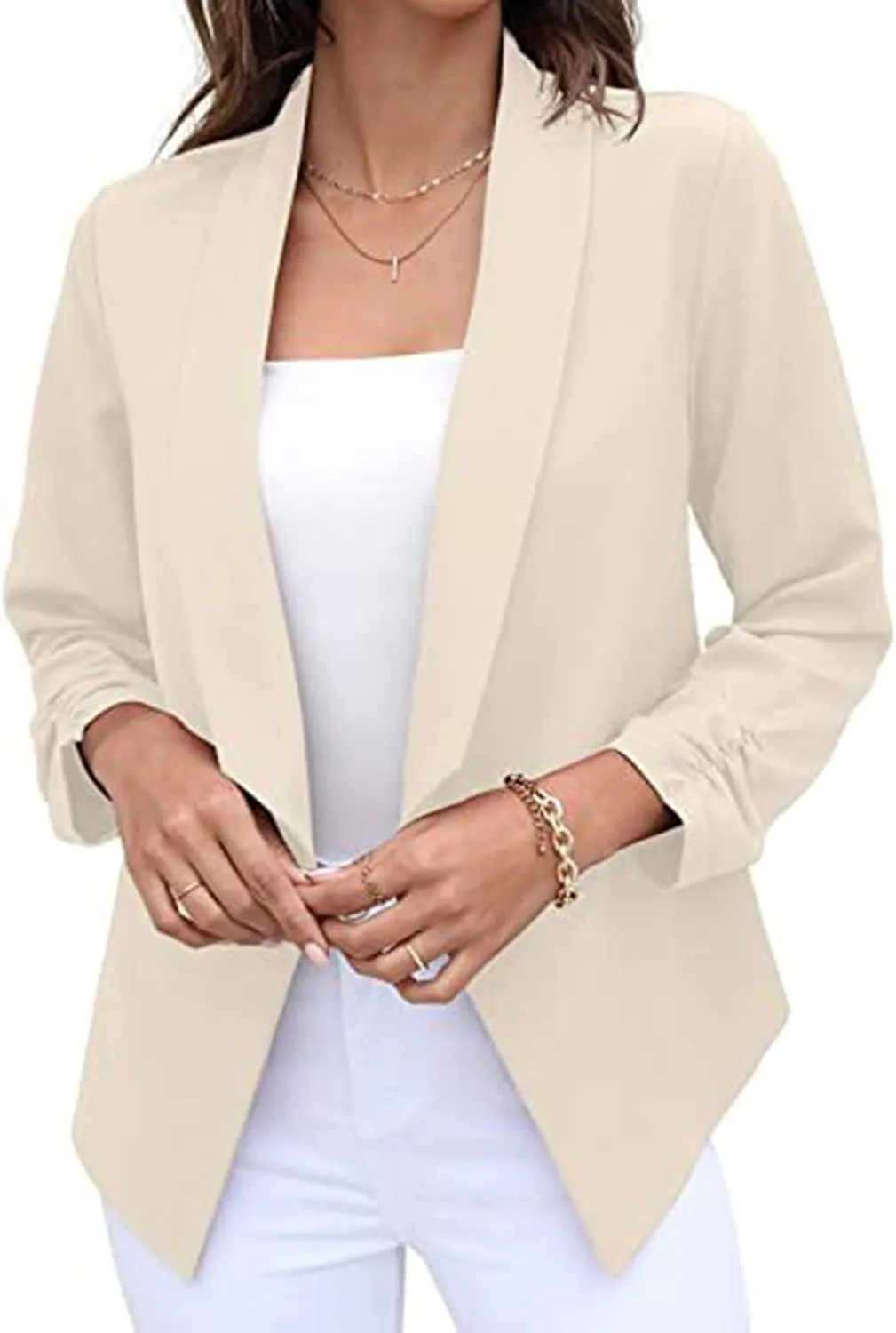 Blazers for Women Suit Jackets Long Sleeve Lapel Suit Small Jacket Work Office Blazer Lapel Button Jacket Black