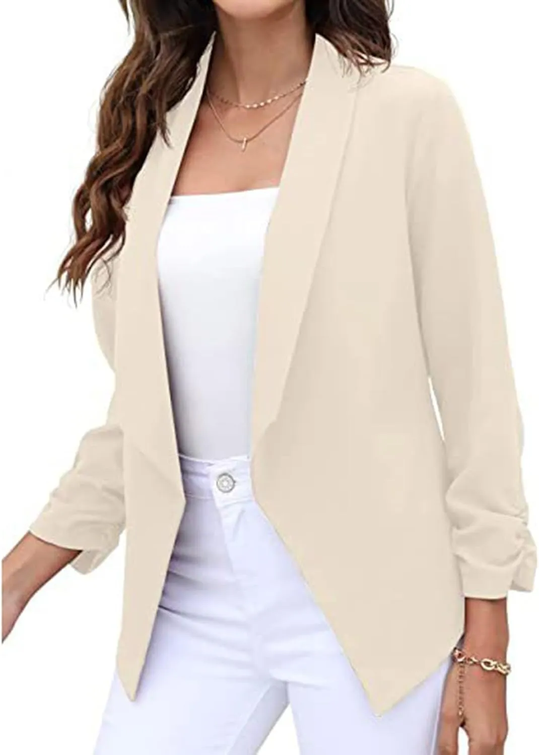 Blazers for Women Suit Jackets Long Sleeve Lapel Suit Small Jacket Work Office Blazer Lapel Button Jacket Black