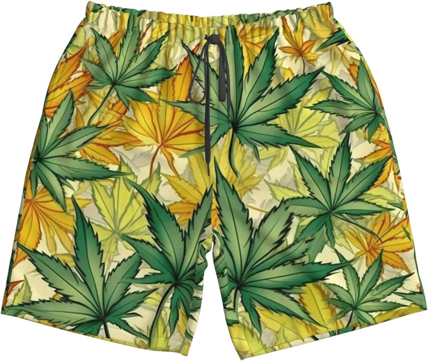 Cannabis Plant Mens Swim Trunks Fashion Men's Board Shorts Quick Dry Swim Shorts with Mesh Lining