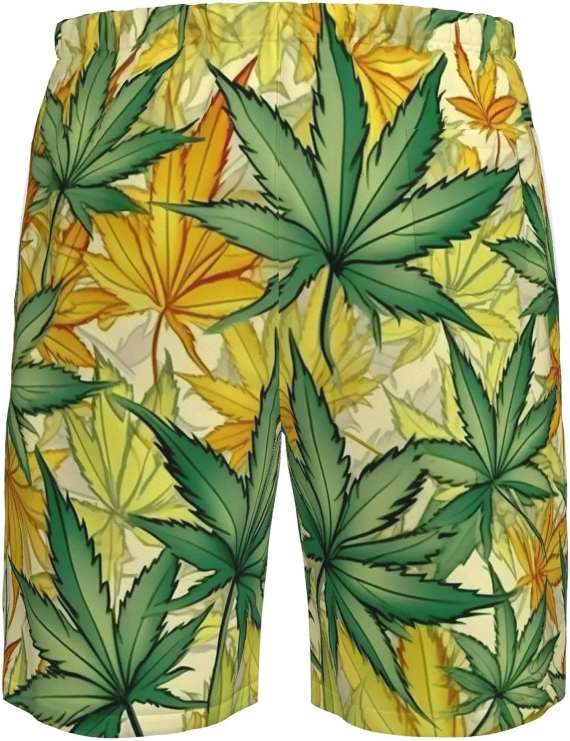 Cannabis Plant Mens Swim Trunks Fashion Men's Board Shorts Quick Dry Swim Shorts with Mesh Lining