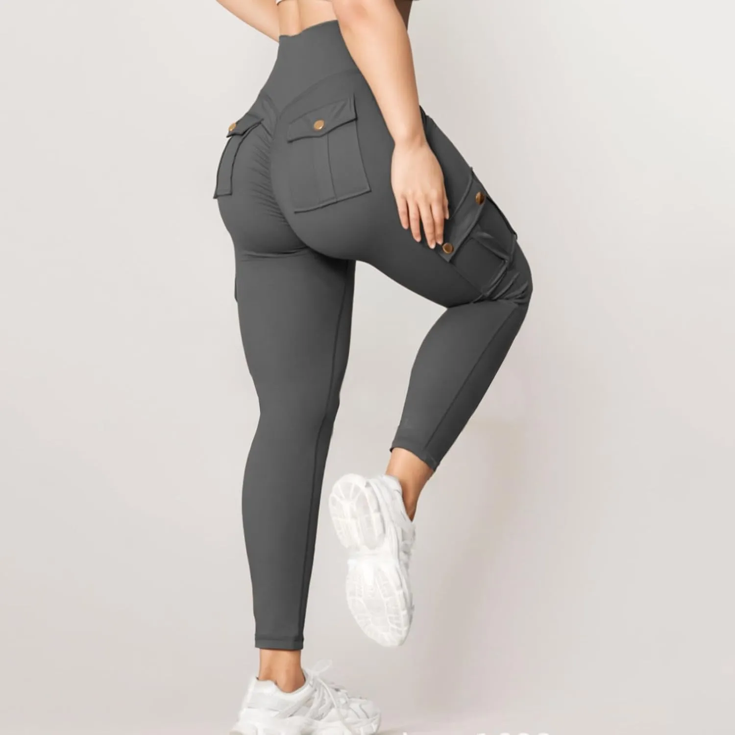 Cargo Leggings for Women with Multi Pockets High Waisted Workout Yoga Pants Elastic Compression Gym Parachute Pants