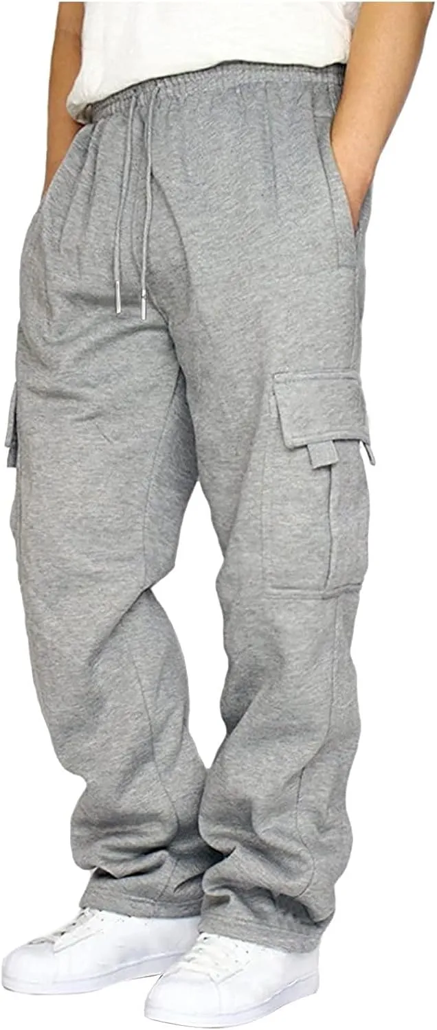 Cargo Sweatpants for Men Casual Pocket Sport Work Casual Trouser Pants Trousers Stretch Waist Cargo Pants
