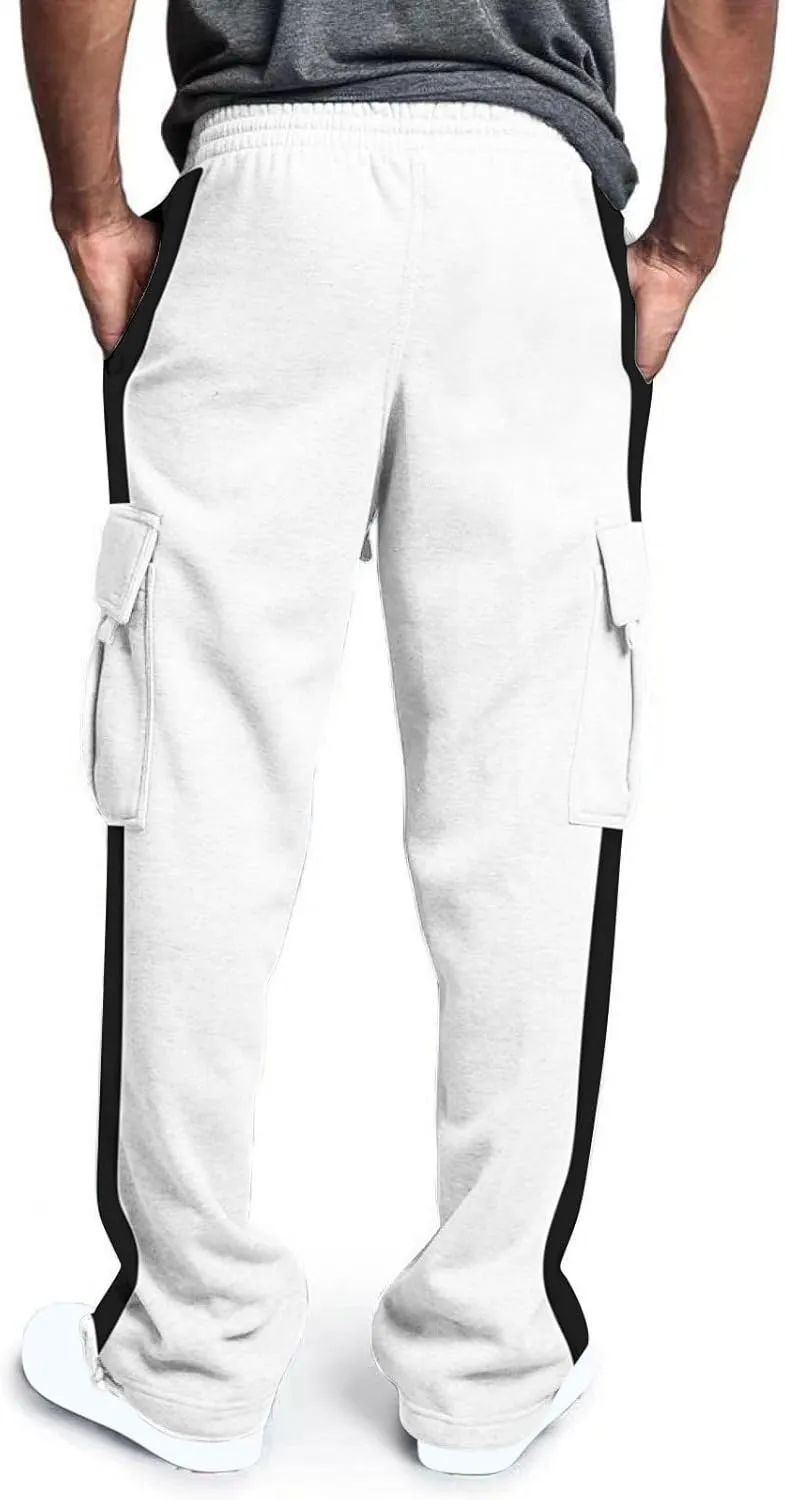 Cargo Work Pants for Men Stretch Waist Multi-Pocket Drawstring Regular Fit Durable Utility Outdoor Hiking Pants