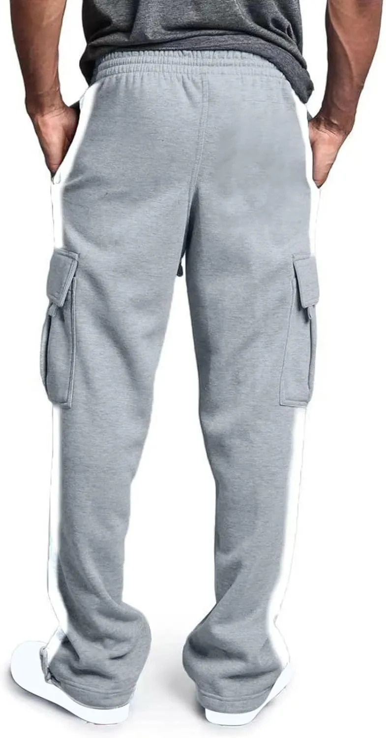 Cargo Work Pants for Men Stretch Waist Multi-Pocket Drawstring Regular Fit Durable Utility Outdoor Hiking Pants