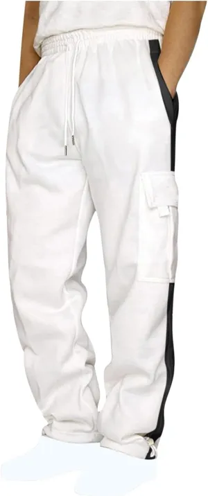 Cargo Work Pants for Men Stretch Waist Multi-Pocket Drawstring Regular Fit Durable Utility Outdoor Hiking Pants