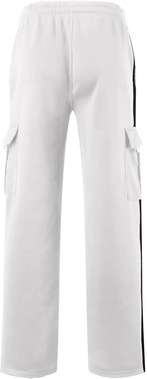 Cargo Work Pants for Men Stretch Waist Multi-Pocket Drawstring Regular Fit Durable Utility Outdoor Hiking Pants