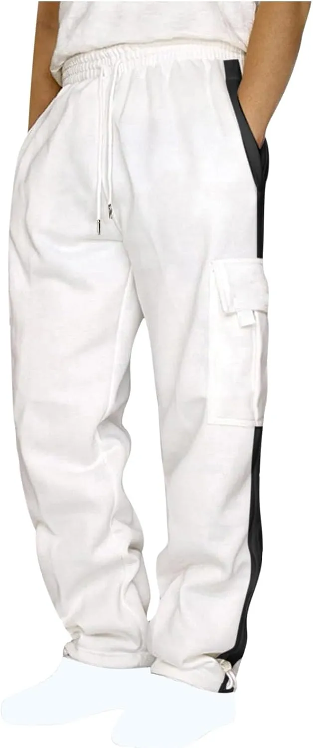 Cargo Work Pants for Men Stretch Waist Multi-Pocket Drawstring Regular Fit Durable Utility Outdoor Hiking Pants