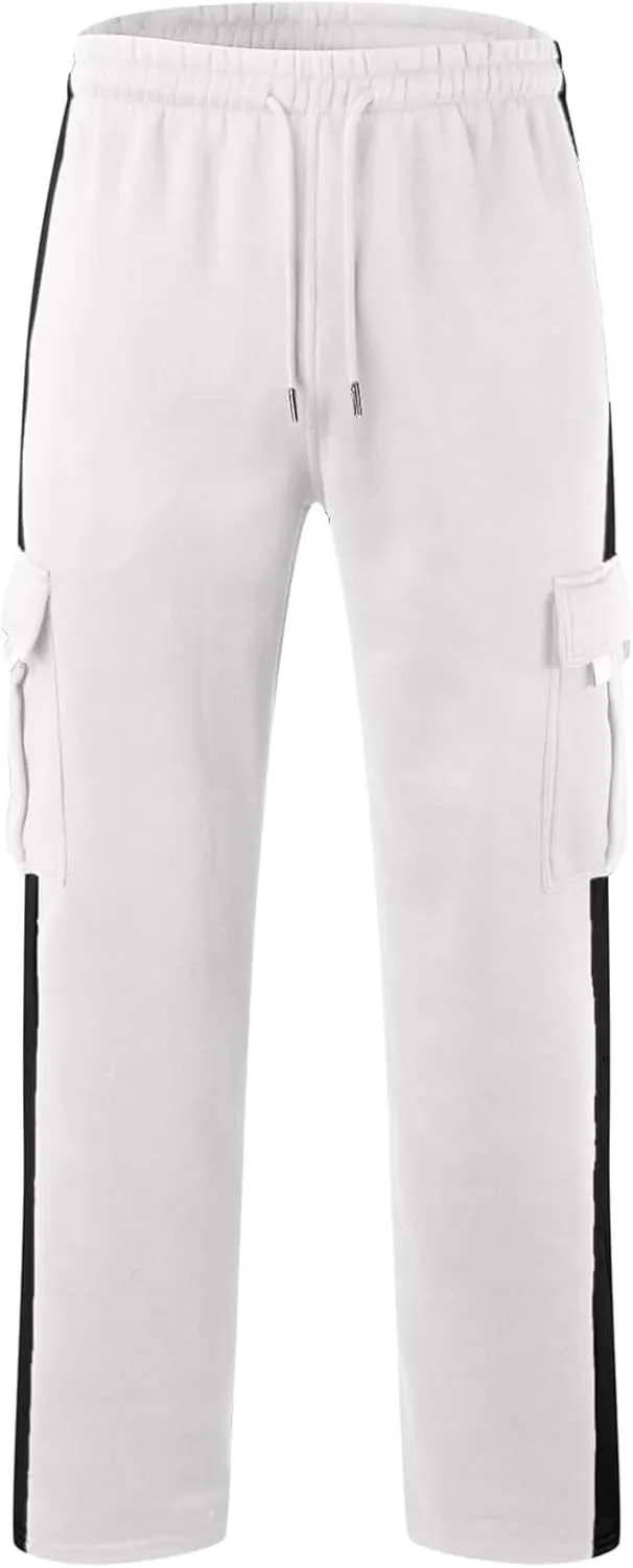 Cargo Work Pants for Men Stretch Waist Multi-Pocket Drawstring Regular Fit Durable Utility Outdoor Hiking Pants