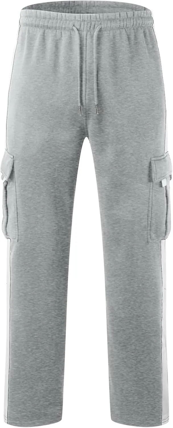 Cargo Work Pants for Men Stretch Waist Multi-Pocket Drawstring Regular Fit Durable Utility Outdoor Hiking Pants