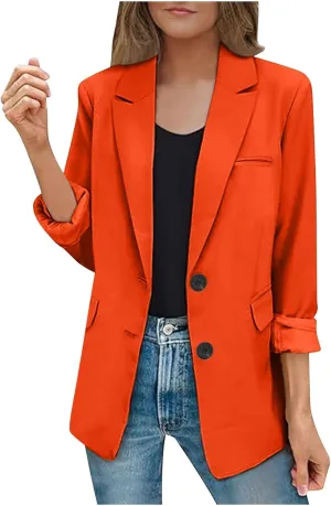 Casual Blazers for Women Business Work Office Suit Jackets Fall Fashion Long Sleeve Open Front Blazers with Pockets