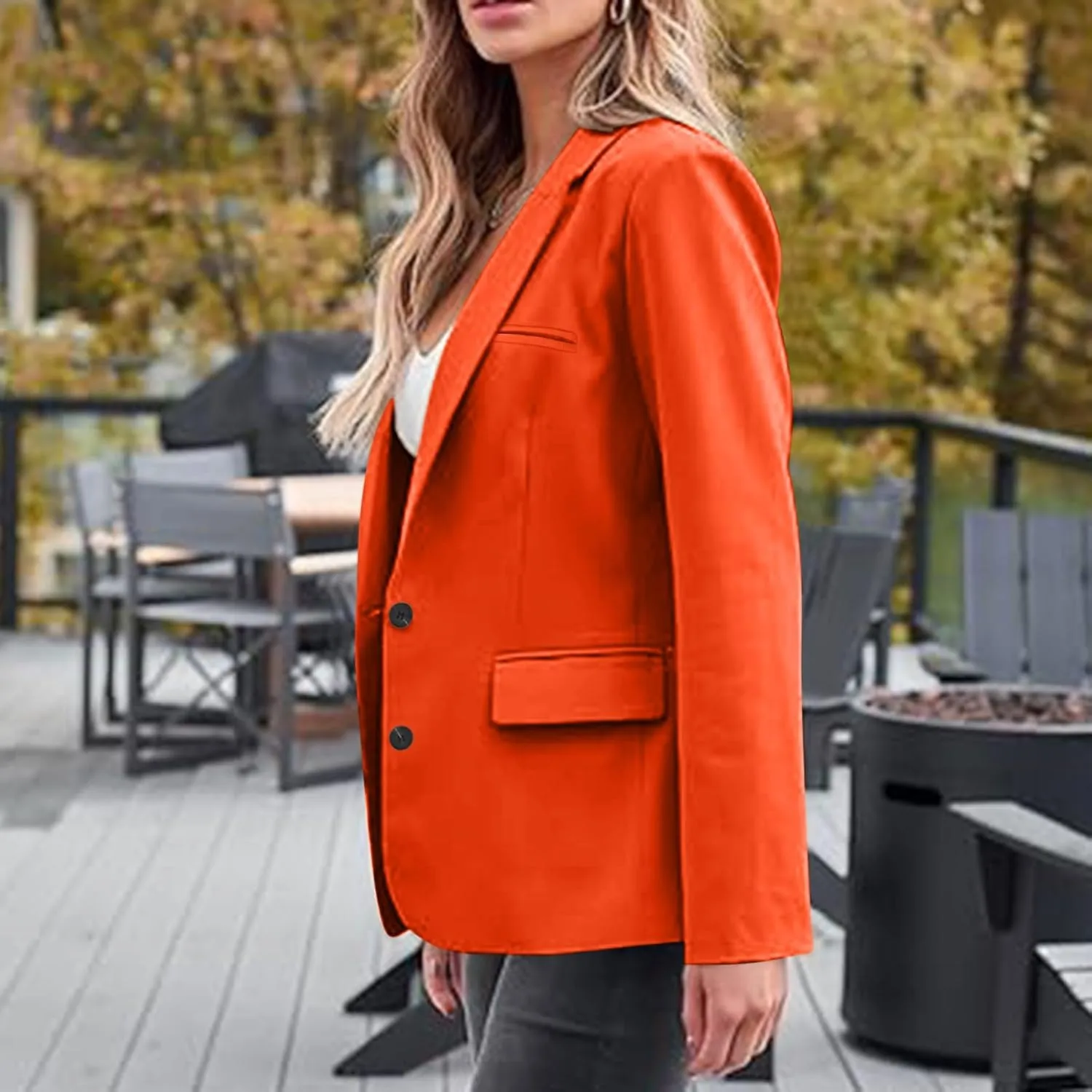 Casual Blazers for Women Business Work Office Suit Jackets Fall Fashion Long Sleeve Open Front Blazers with Pockets