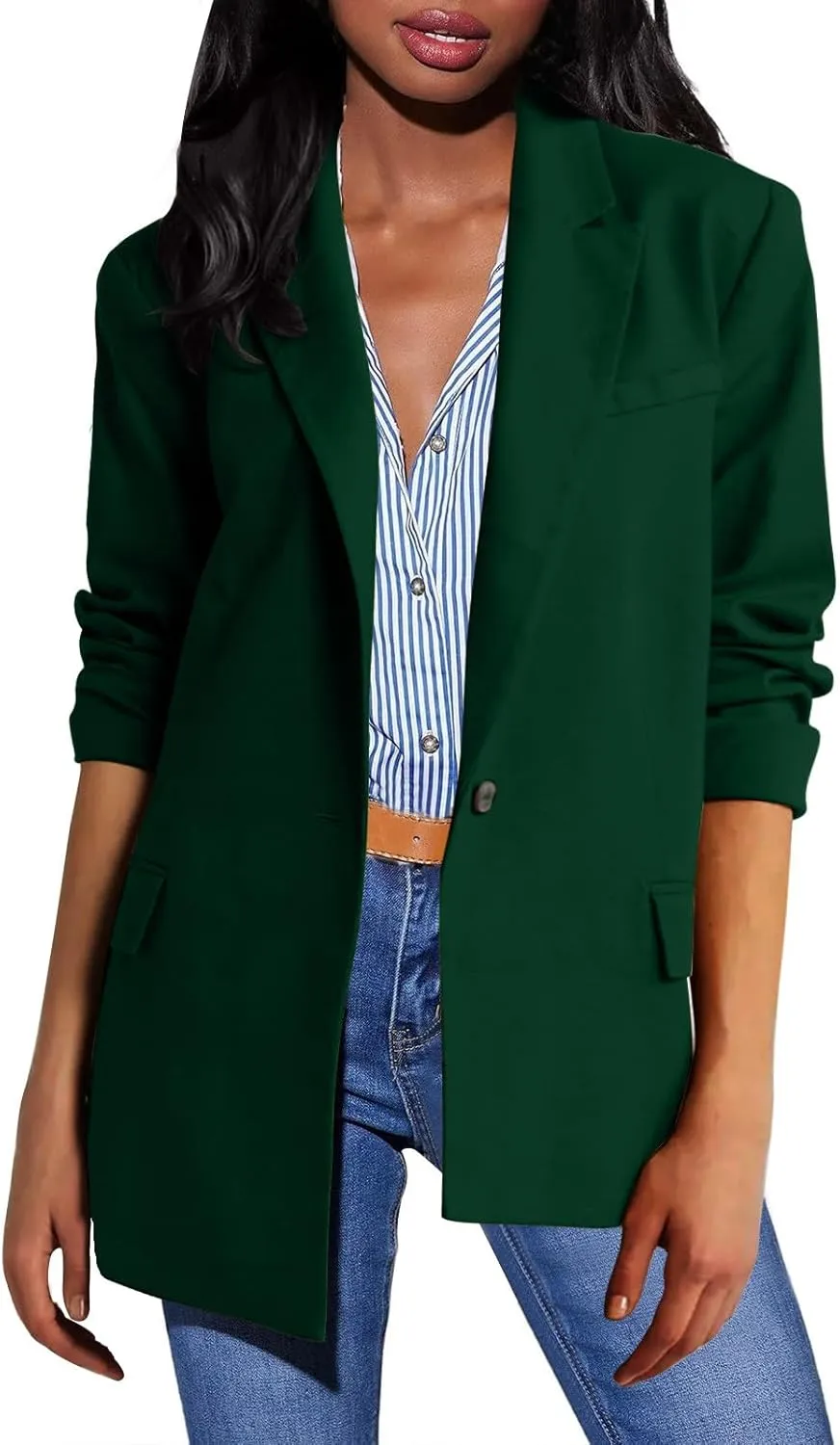 Casual Solid Blazers for Women Fall Lapel Slim Blazer Coat Business Open Front Office Blazer Jacket with Pockets