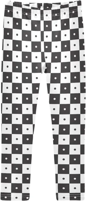 Checked Black and White Girls' Leggings Toddler Kids Stretch Yoga Pants Tights Dance Baby Athletic Long Pants 4T